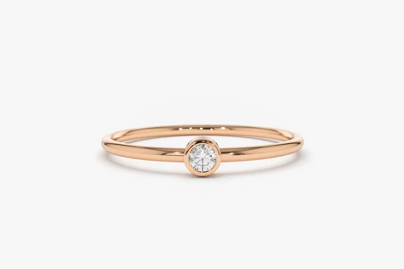 0.05CTW Single Lab Grown Diamond Solitaire Wedding Band