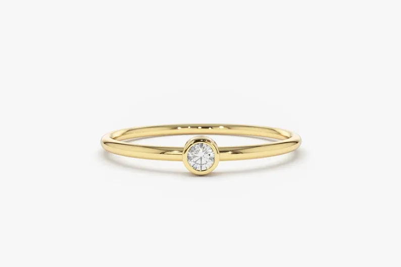0.05CTW Single Lab Grown Diamond Solitaire Wedding Band