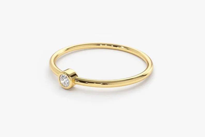 0.05CTW Single Lab Grown Diamond Solitaire Wedding Band