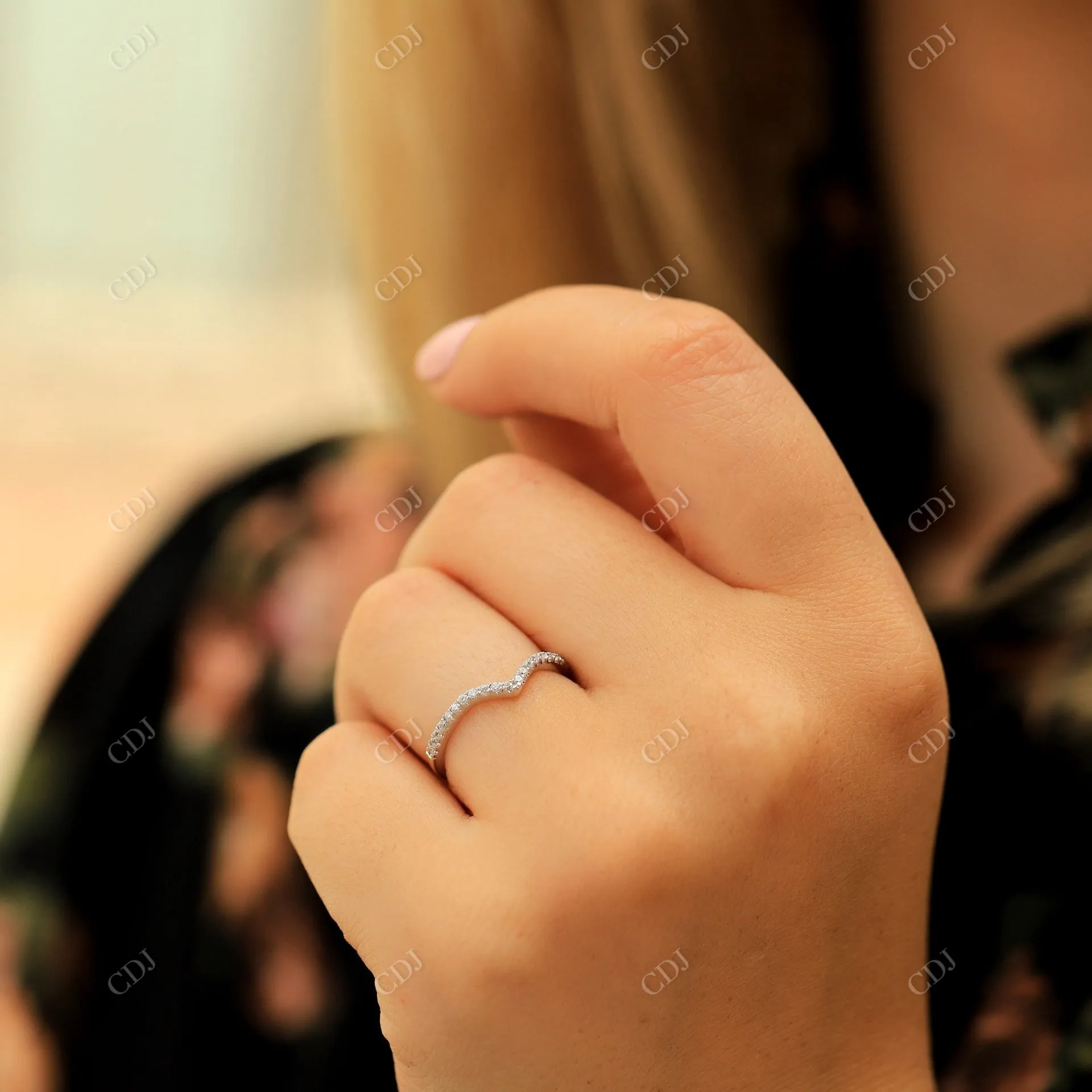 0.20CTW Lab Grown Diamond Curved Wedding Band