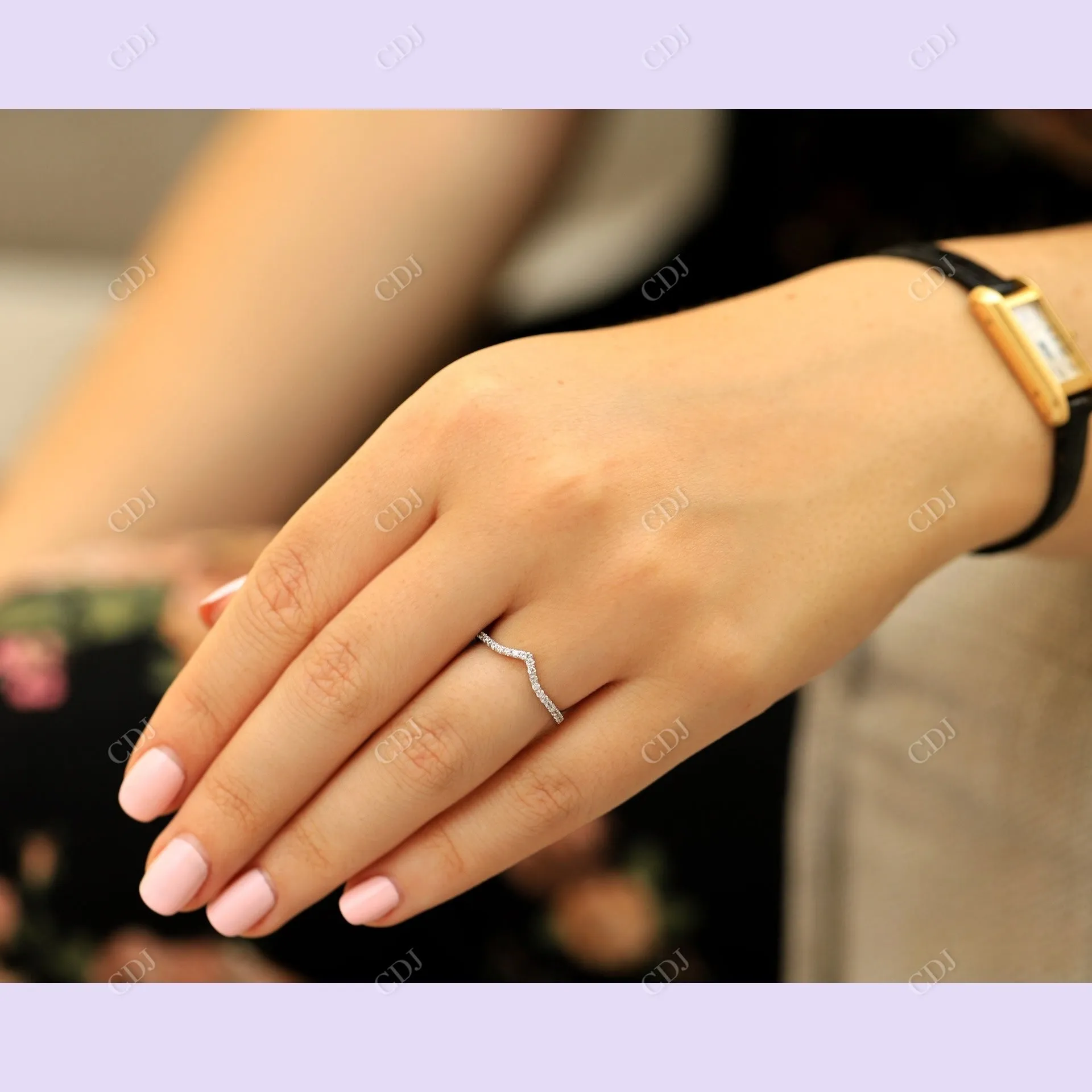 0.20CTW Lab Grown Diamond Curved Wedding Band