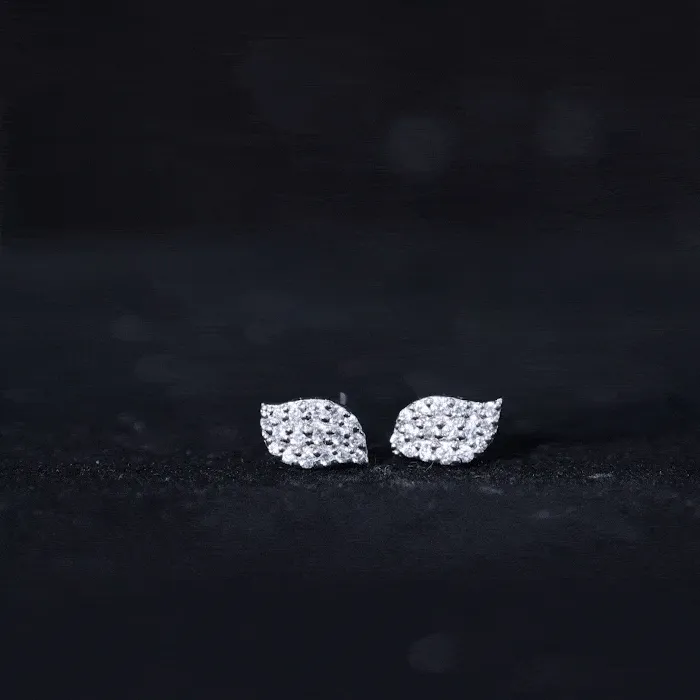 0.25 CT Round Zircon Leaf Stud Earrings in Gold