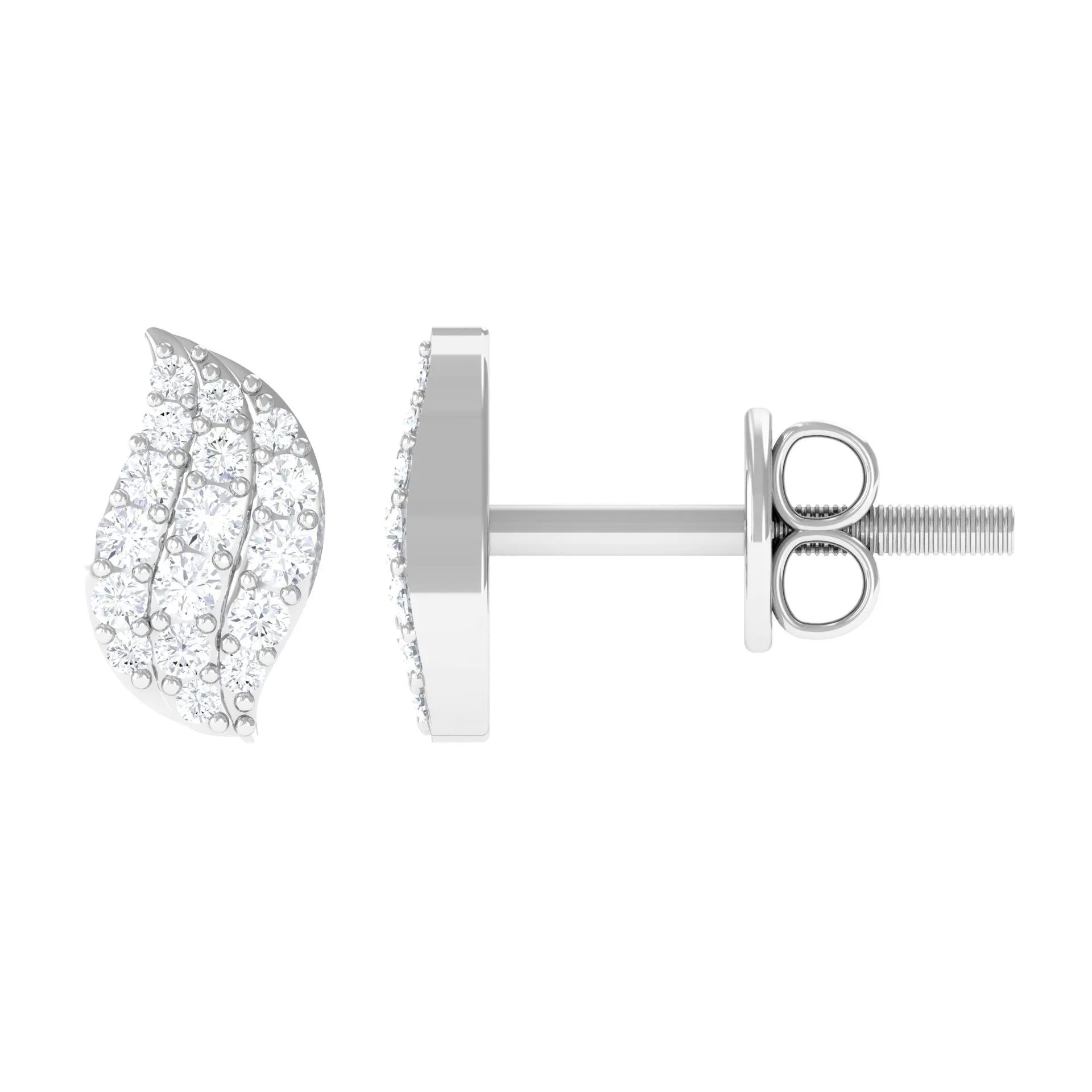0.25 CT Round Zircon Leaf Stud Earrings in Gold