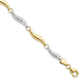 10k Two Tone Gold Diamond Cut Bracelet