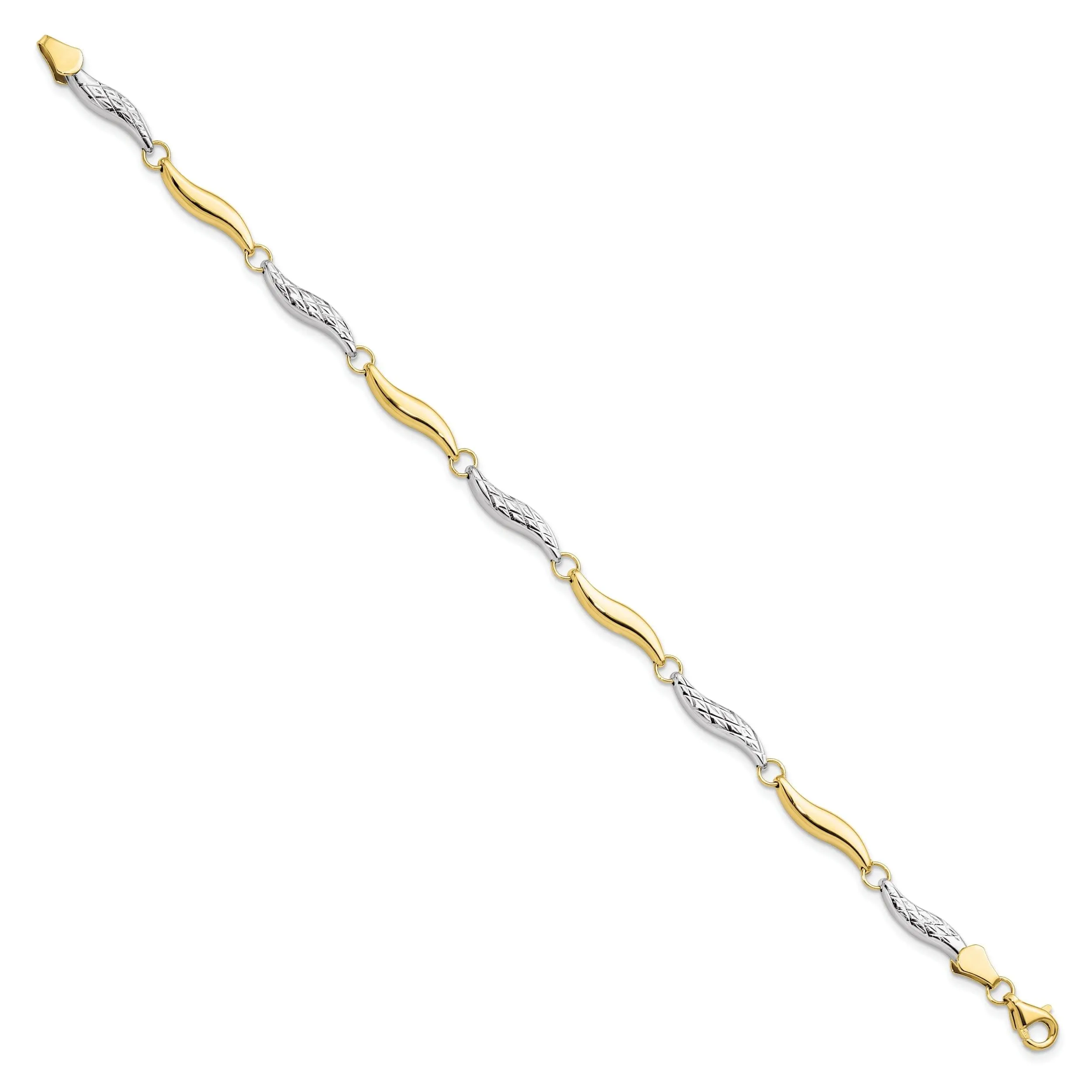 10k Two Tone Gold Diamond Cut Bracelet