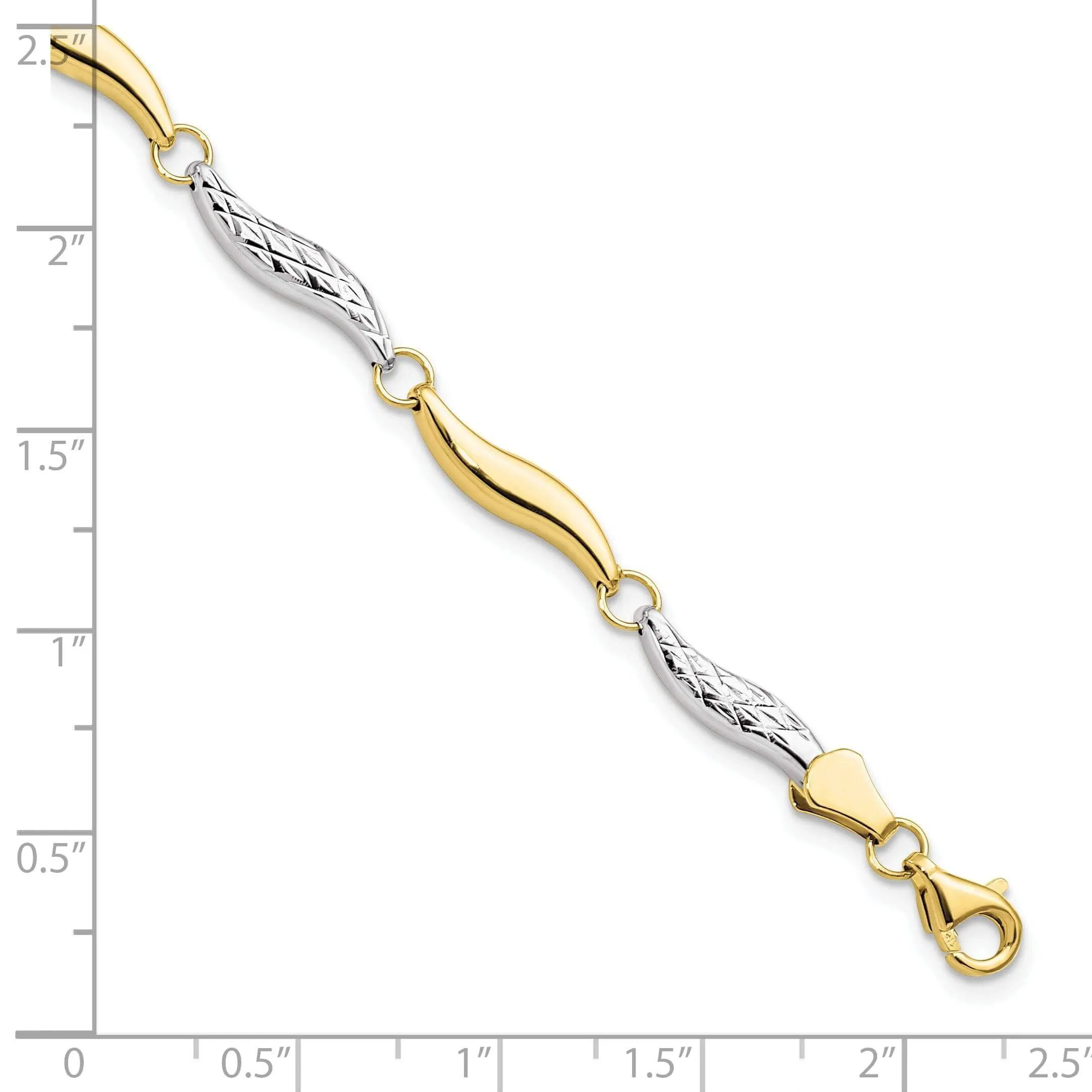 10k Two Tone Gold Diamond Cut Bracelet