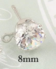10pcs Gold  Color Zircon Crystal Ear Stud Findings With Hole Ear Drop For Women
