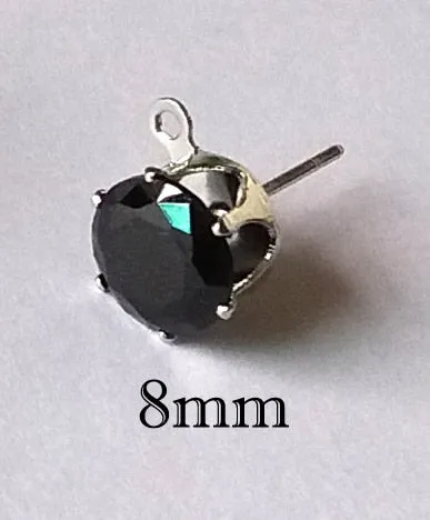 10pcs Gold  Color Zircon Crystal Ear Stud Findings With Hole Ear Drop For Women