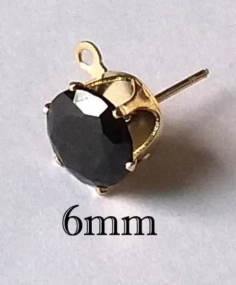 10pcs Gold  Color Zircon Crystal Ear Stud Findings With Hole Ear Drop For Women