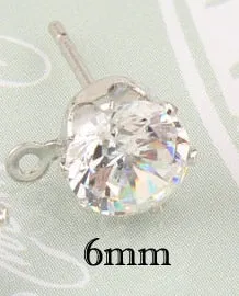 10pcs Gold  Color Zircon Crystal Ear Stud Findings With Hole Ear Drop For Women