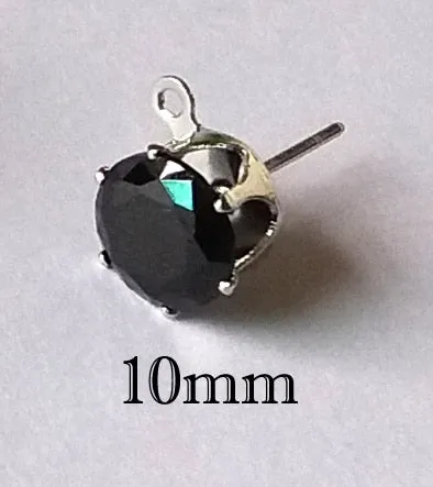 10pcs Gold  Color Zircon Crystal Ear Stud Findings With Hole Ear Drop For Women