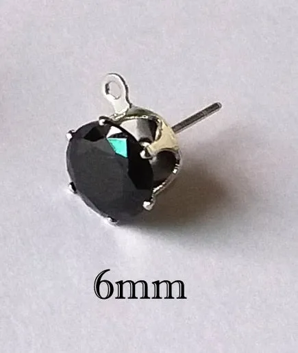 10pcs Gold  Color Zircon Crystal Ear Stud Findings With Hole Ear Drop For Women