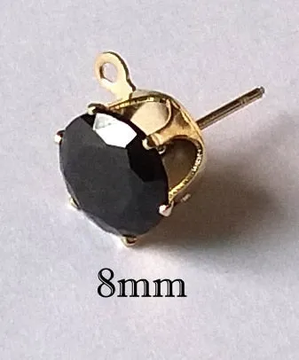 10pcs Gold  Color Zircon Crystal Ear Stud Findings With Hole Ear Drop For Women