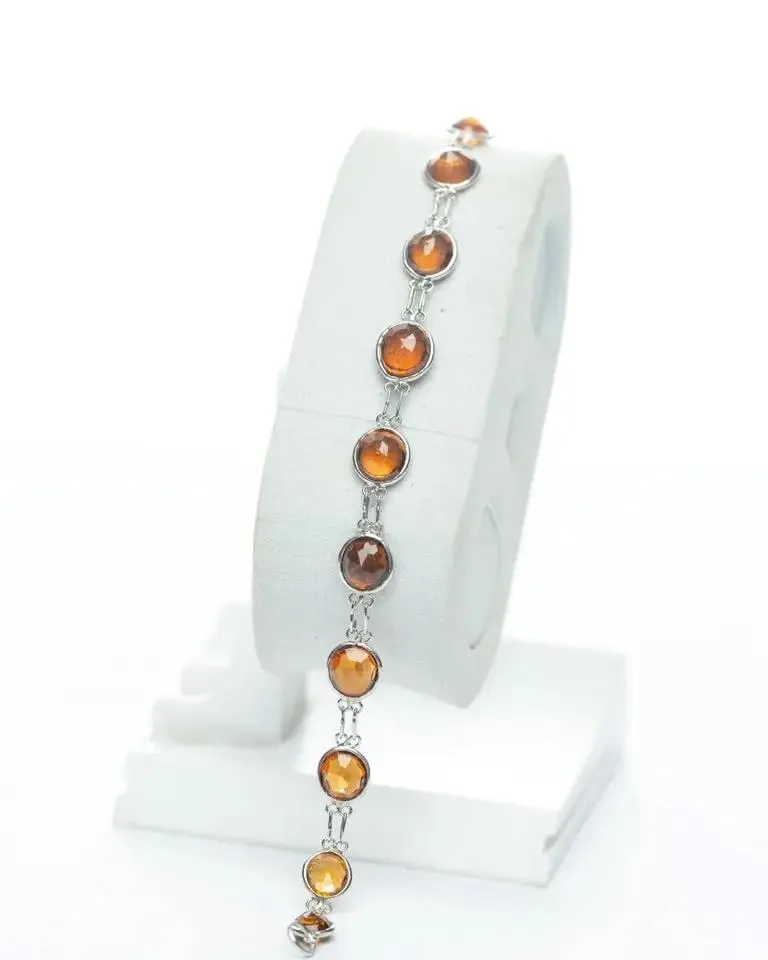 13ctw Natural Brown Orange Hessonite Garnet Tennis Bracelet