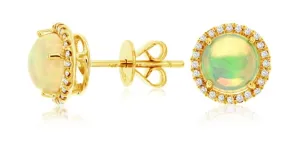 14 Karat Yellow Opals Gemstone Earrings