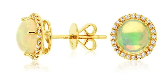 14 Karat Yellow Opals Gemstone Earrings