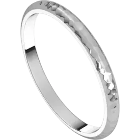 14K Gold 2 mm Half Round Band with Hammered Texture