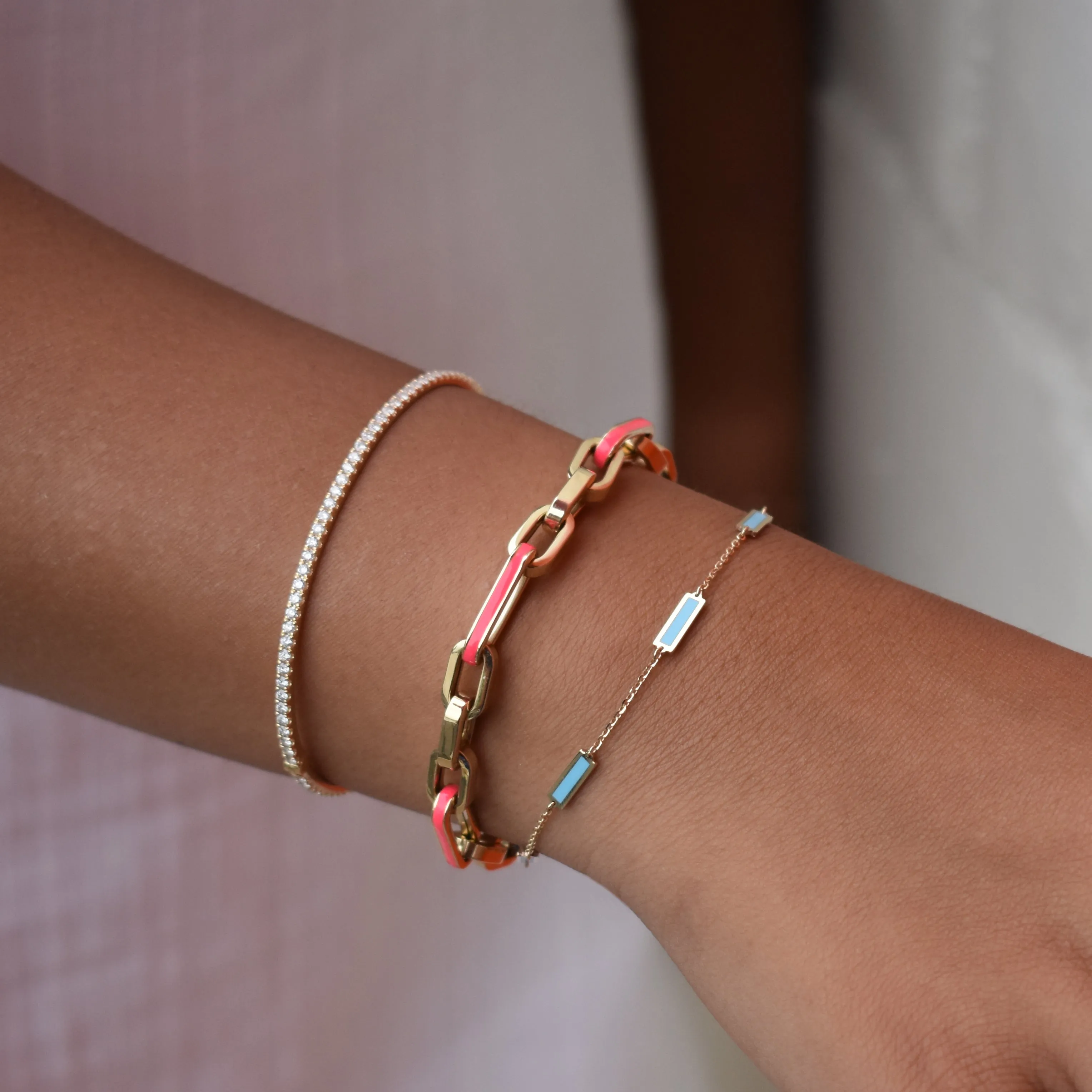 14k Gold & Turquoise Bar Station Bracelet