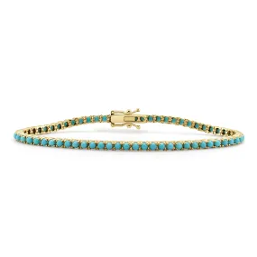 14K Gold & Turquoise Tennis Bracelet - 3.60ct