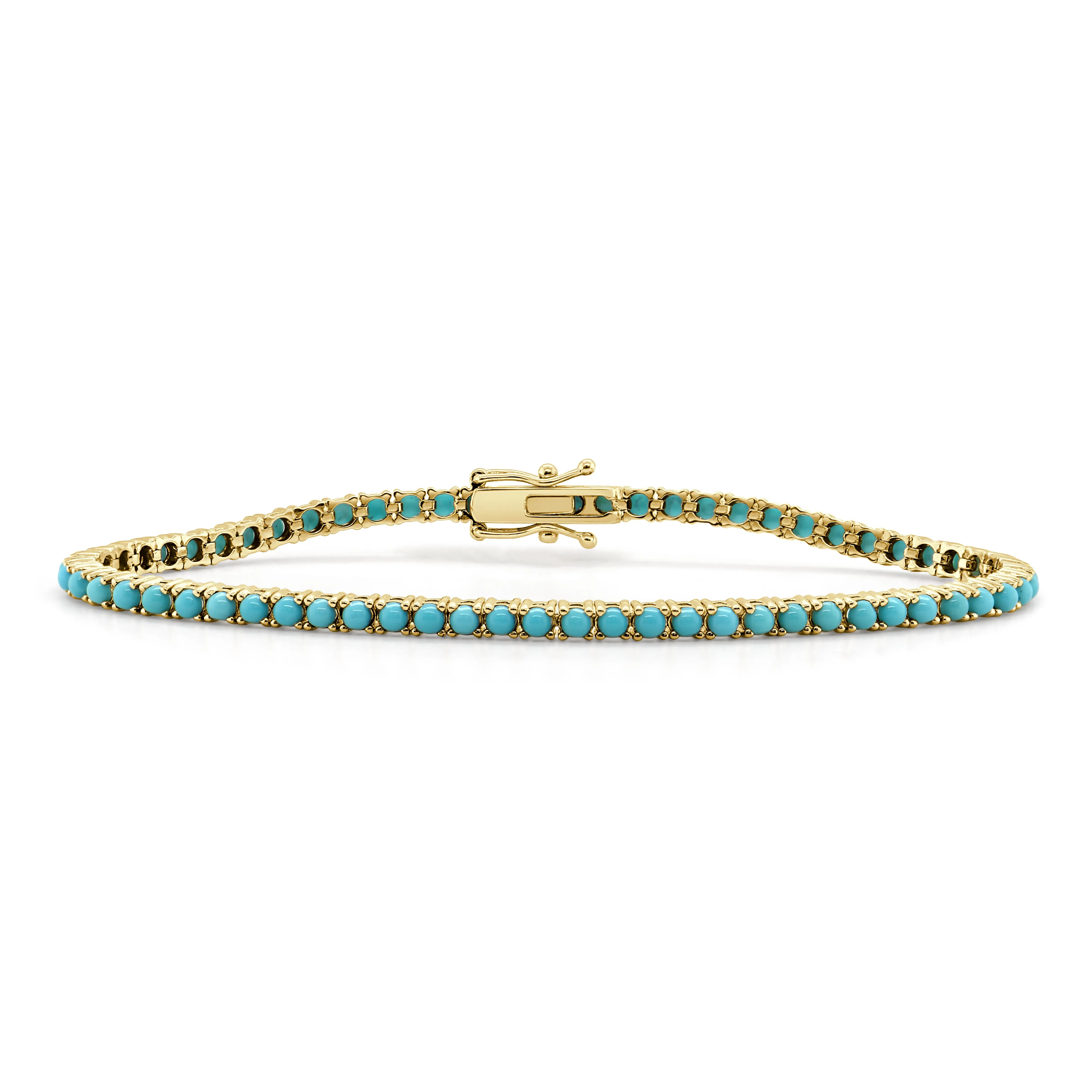 14K Gold & Turquoise Tennis Bracelet - 3.60ct