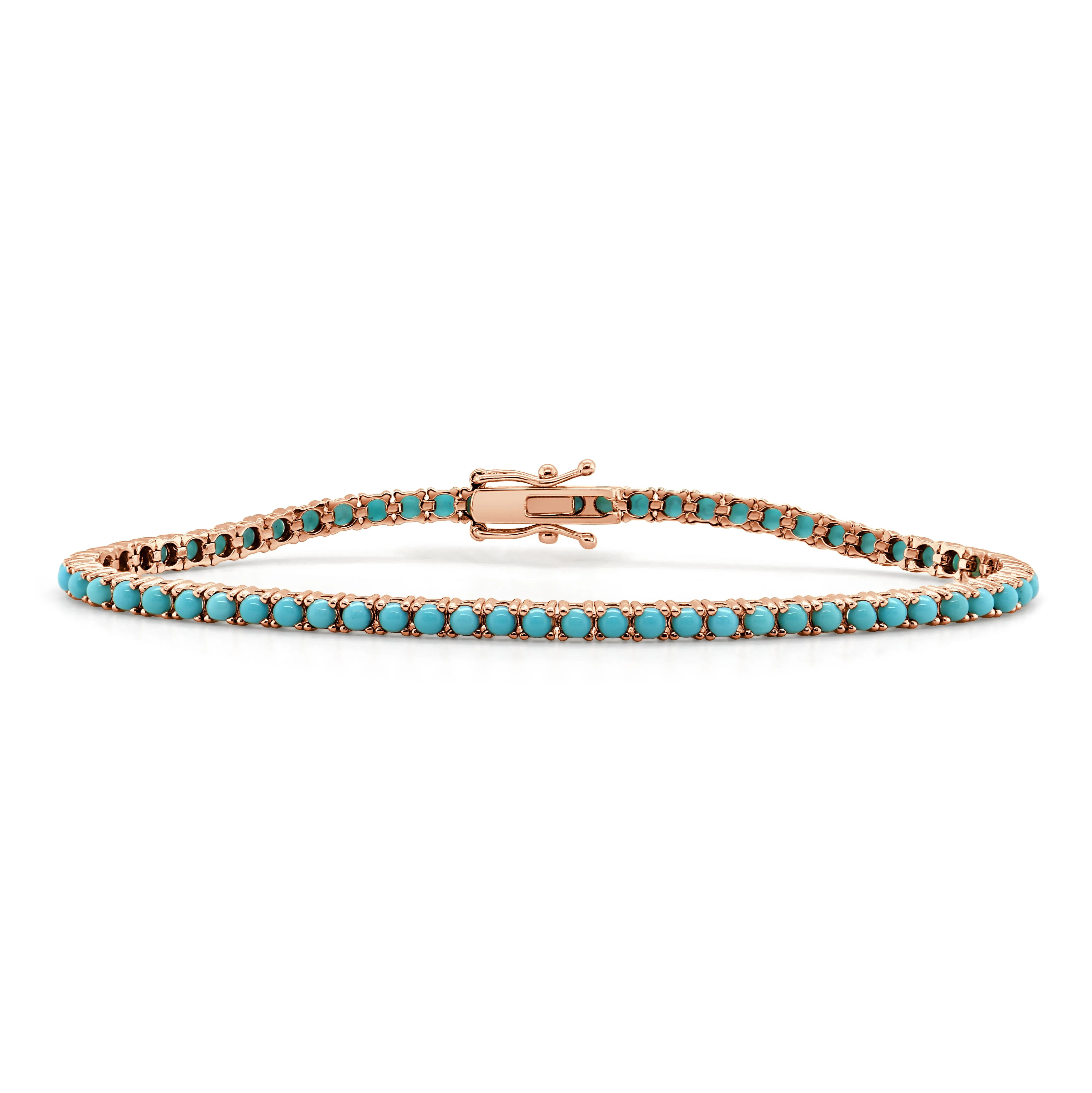 14K Gold & Turquoise Tennis Bracelet - 3.60ct