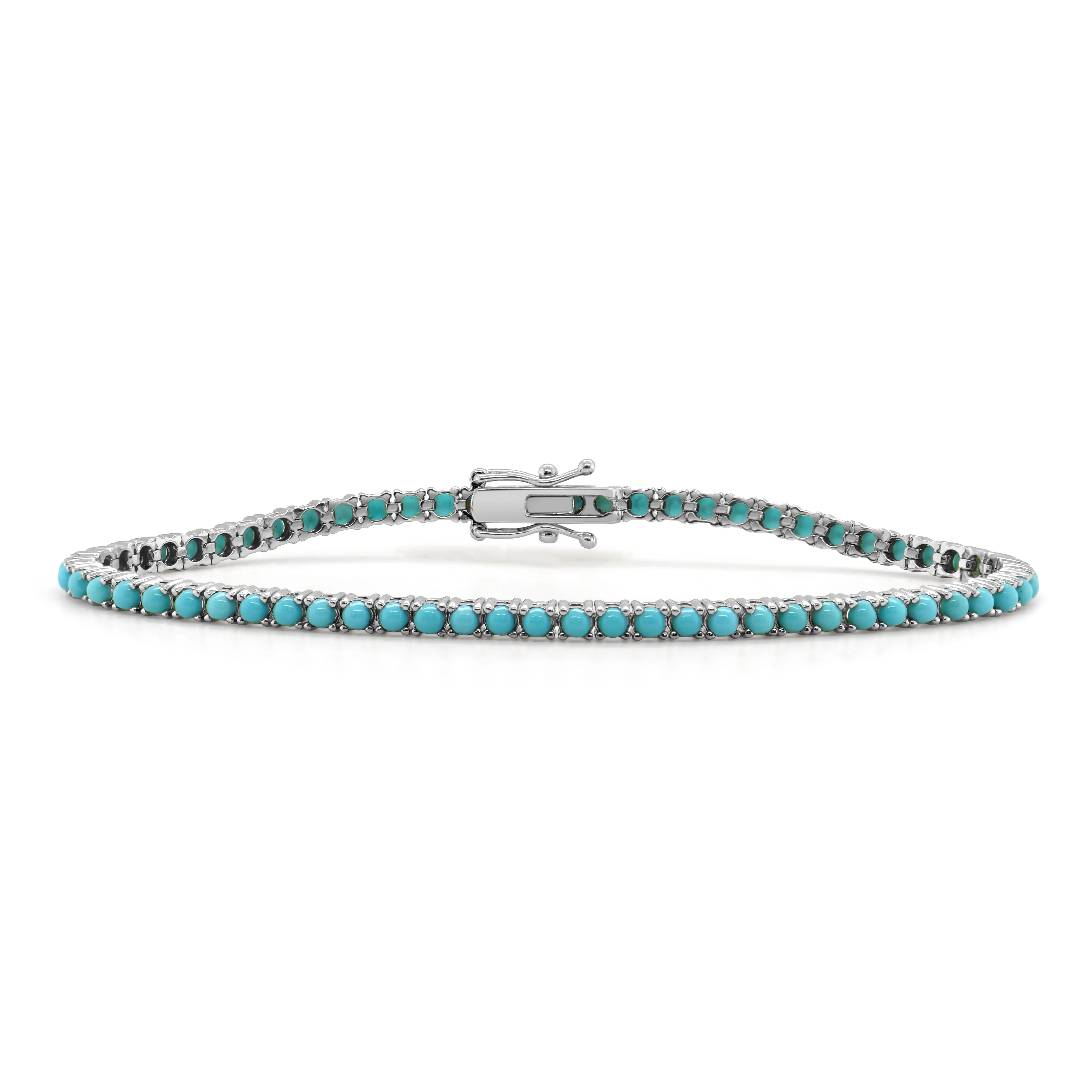 14K Gold & Turquoise Tennis Bracelet - 3.60ct