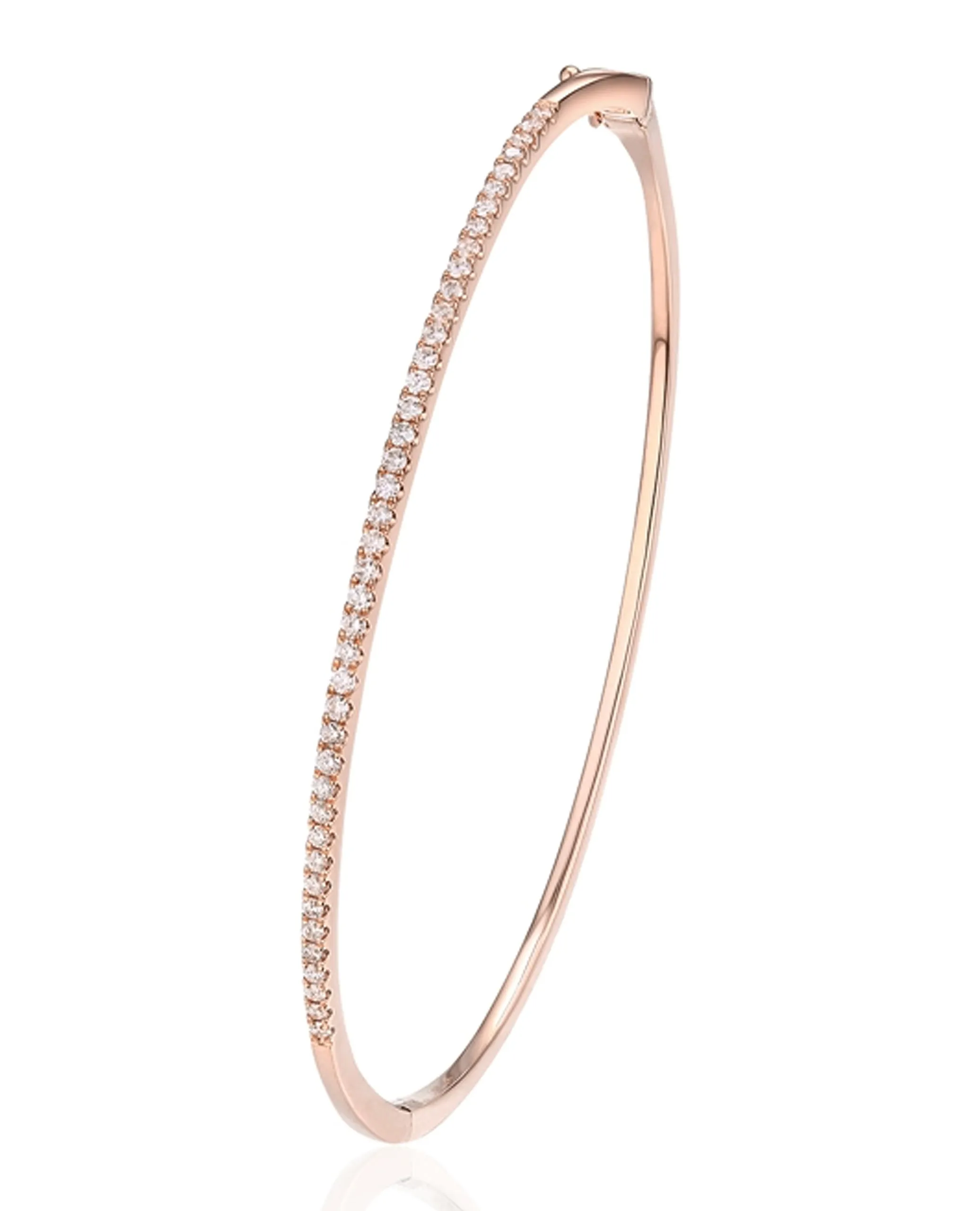 14K Pink Gold Diamond Bangle Bracelet
