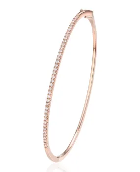 14K Pink Gold Diamond Bangle Bracelet