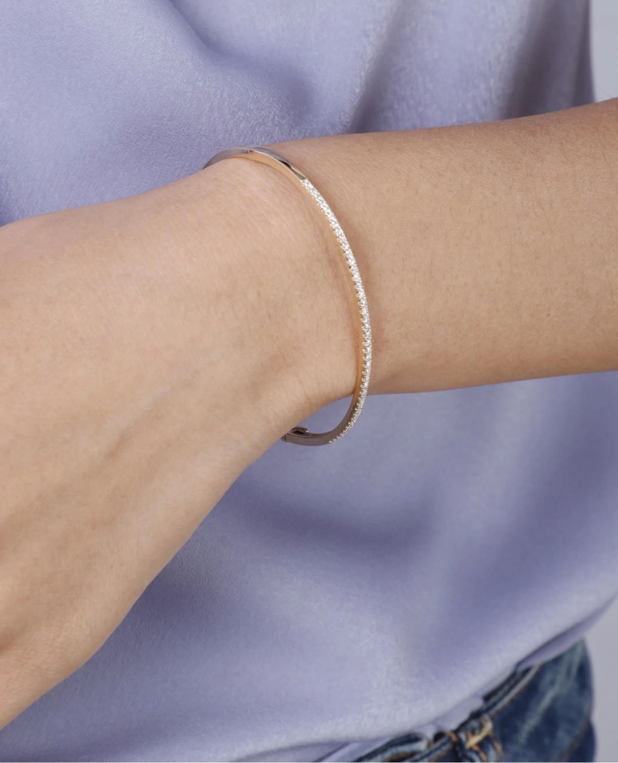 14K Pink Gold Diamond Bangle Bracelet
