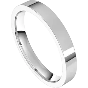 14K White Gold 3 MM Flat Shape Light Comfort Fit Band Custom