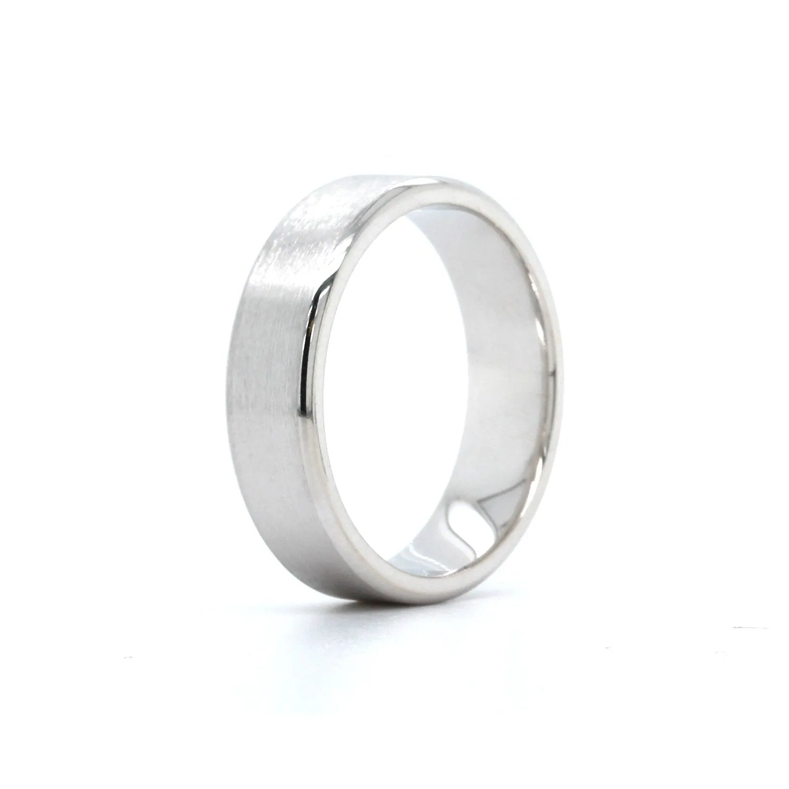 14K White Gold Brushed Finish Band