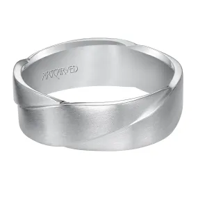 14K White Gold Crossed Satin Band