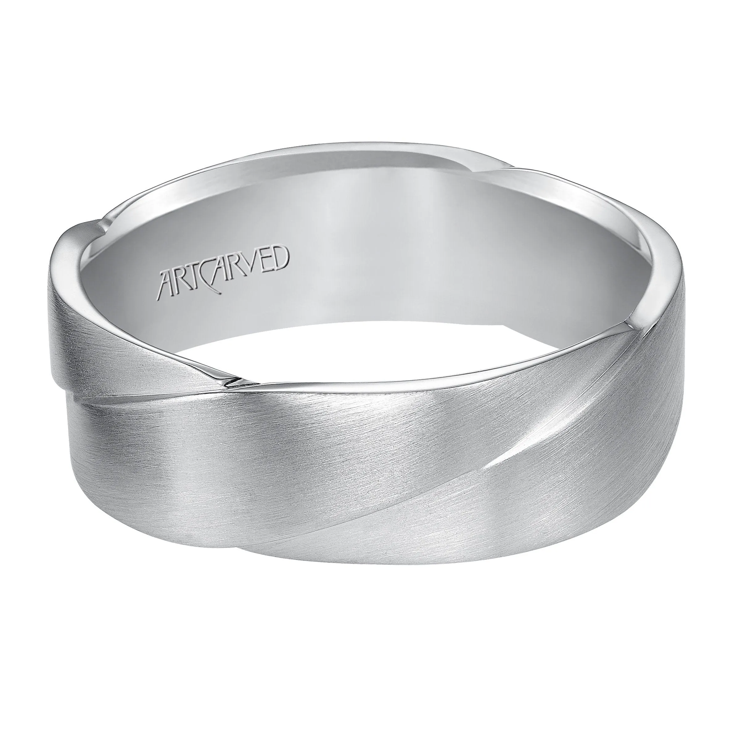 14K White Gold Crossed Satin Band