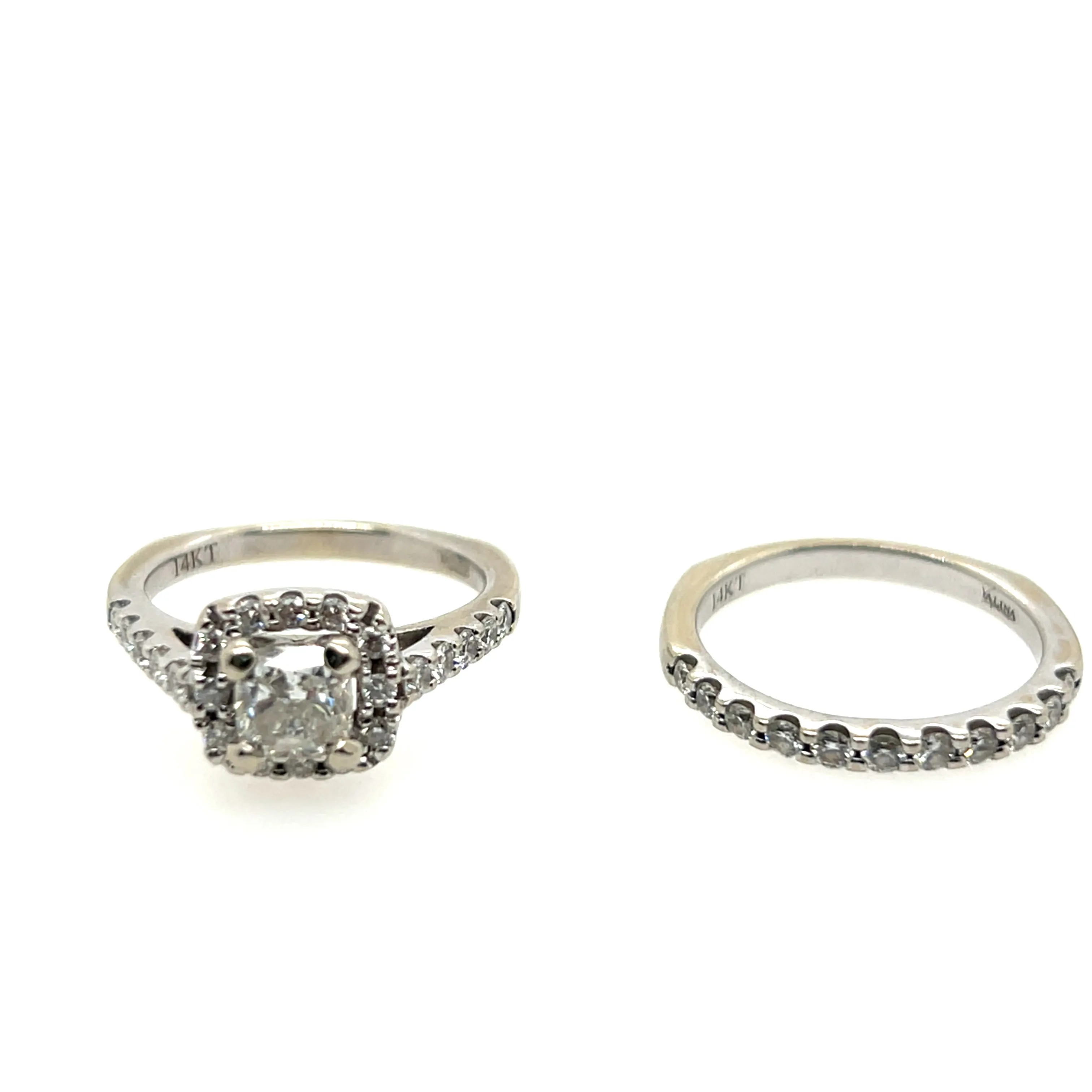 14K White Gold Diamond Wedding Rings Set