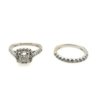 14K White Gold Diamond Wedding Rings Set
