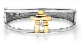 14k Yellow Gold Canadian Diamond Inukshuk Bangle