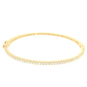 14K Yellow Gold Dainty Diamond Bangle Bracelet