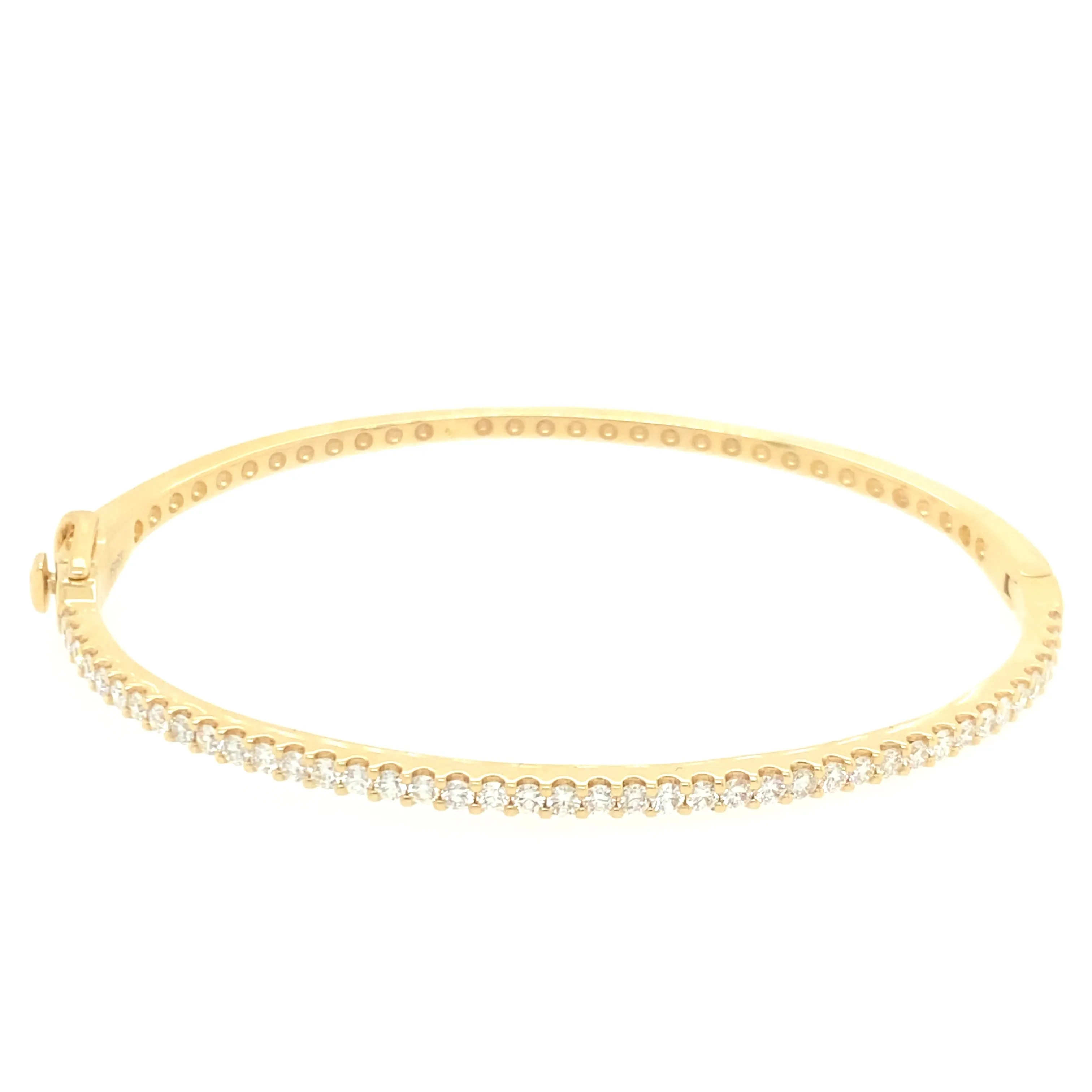 14K Yellow Gold Dainty Diamond Bangle Bracelet