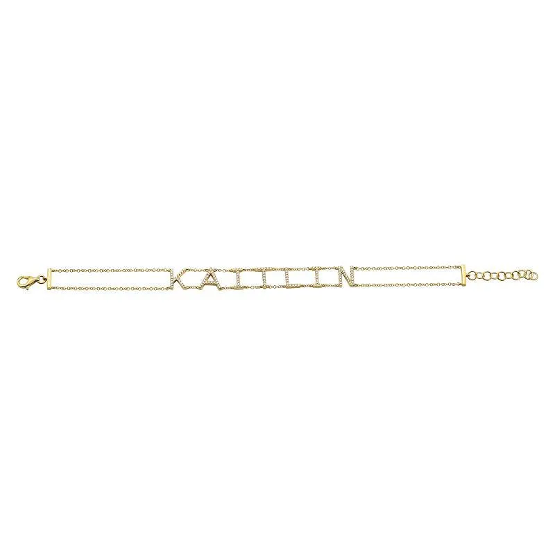14k Yellow Gold Diamond Personalized Bracelet (7.5MM)- Customize Yours!