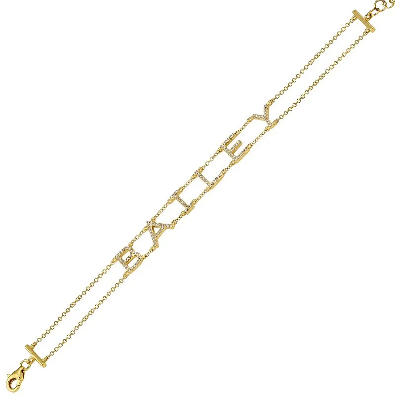 14k Yellow Gold Diamond Personalized Bracelet (7.5MM)- Customize Yours!