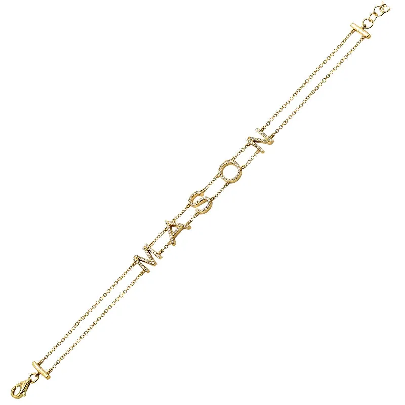 14k Yellow Gold Diamond Personalized Bracelet (7.5MM)- Customize Yours!