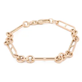 14K Yellow Gold Pins Links Bracelet