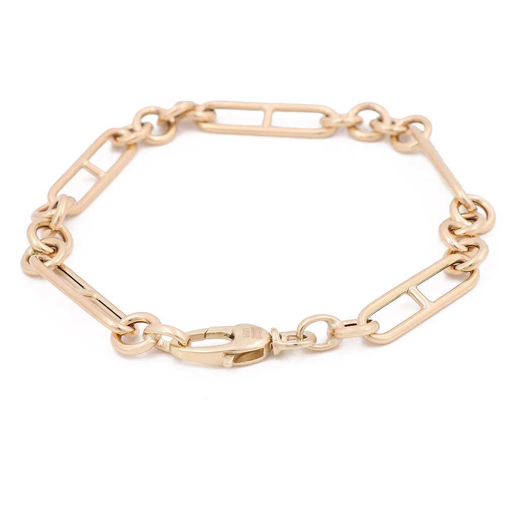 14K Yellow Gold Pins Links Bracelet
