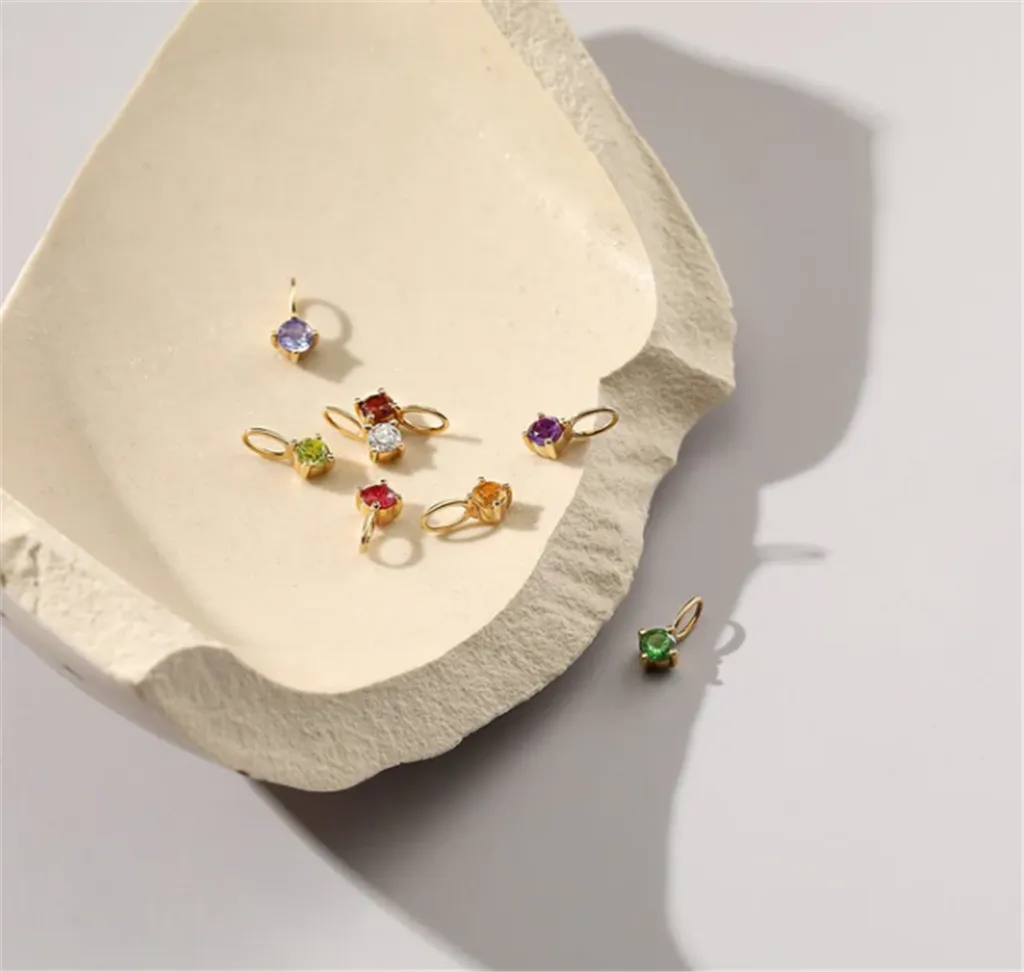 14K Yellow Gold  Round Tsavorite Garnet Solitaire Charm by Aurelie Gi
