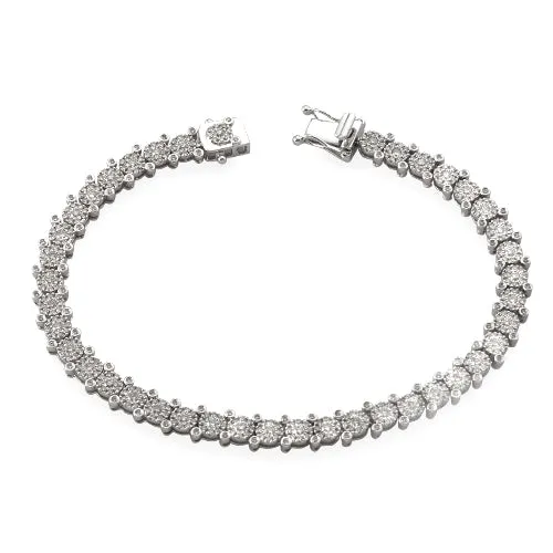 14KW 3.20CTW ROUND CLUSTER DIAMOND BRACELET