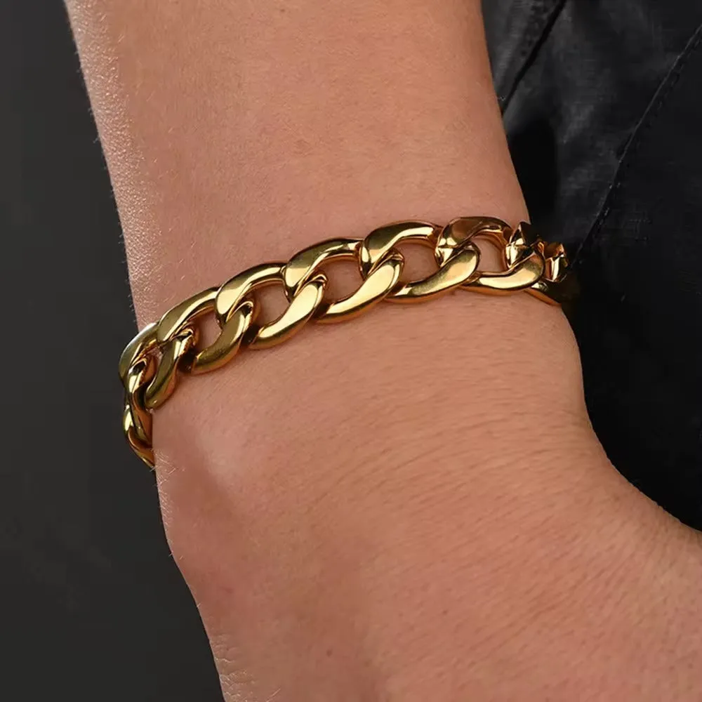 18K Gold-Filled Cuban Chain Bracelet for Men