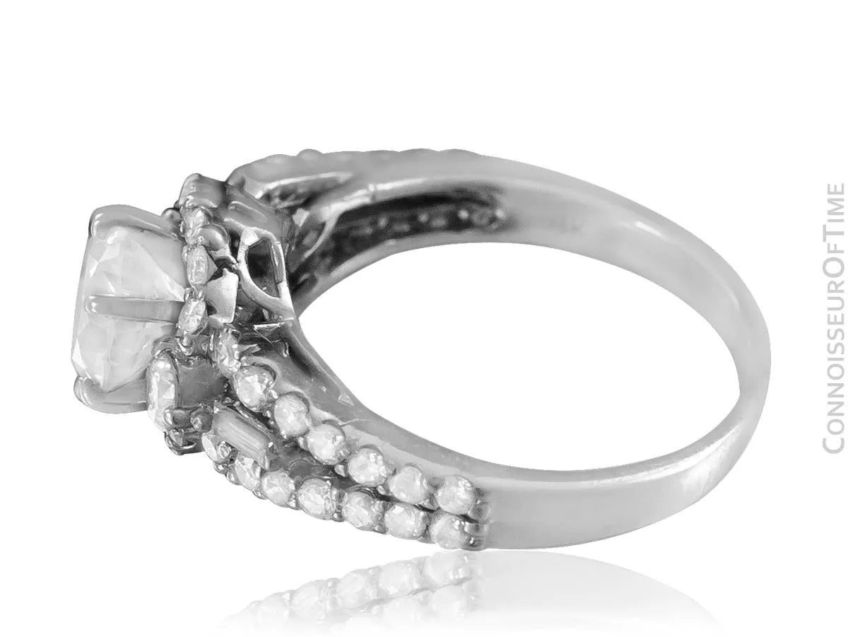 18K White Gold & Natural Diamond Halo Engagement Wedding Ring, 1.74 CT TDW - $11,000 Appraisal