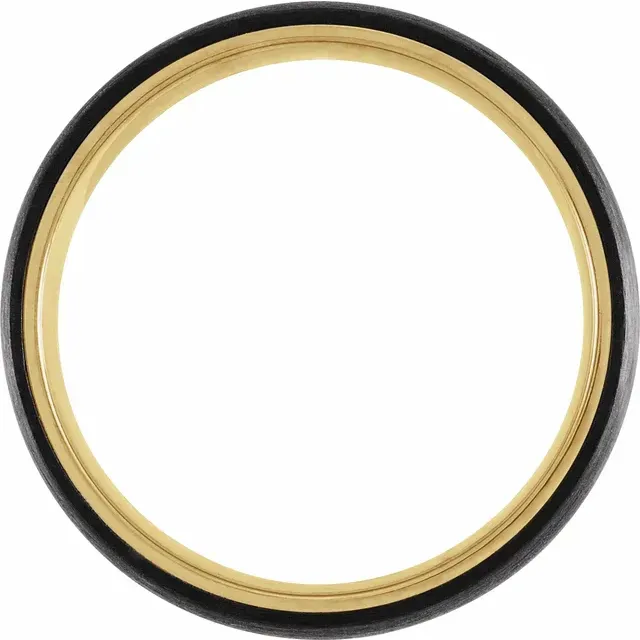 18K Yellow Gold PVD Titanium & Carbon Fiber 6 mm Half Round Band