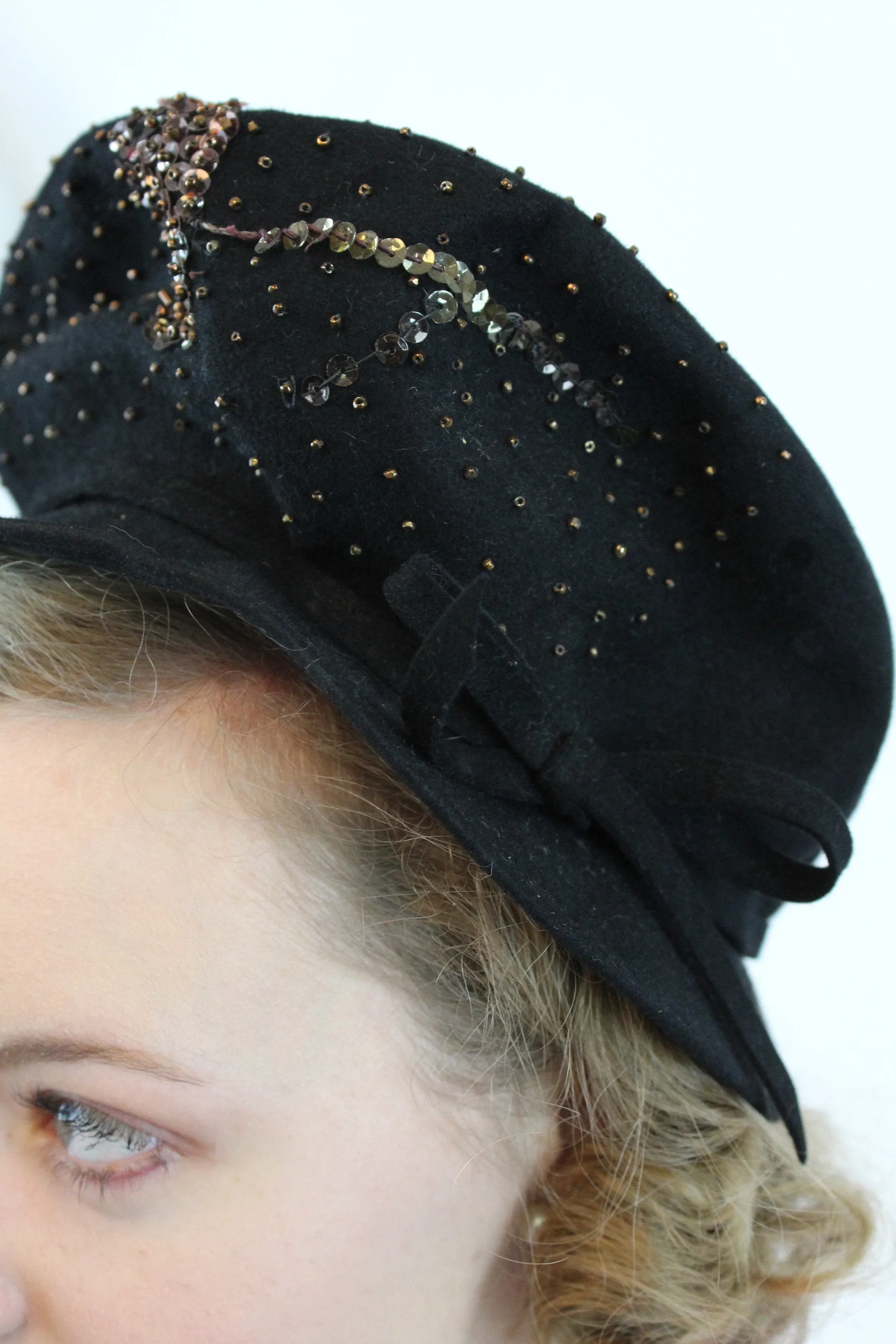 1940s conductor hat beaded cap | new fall