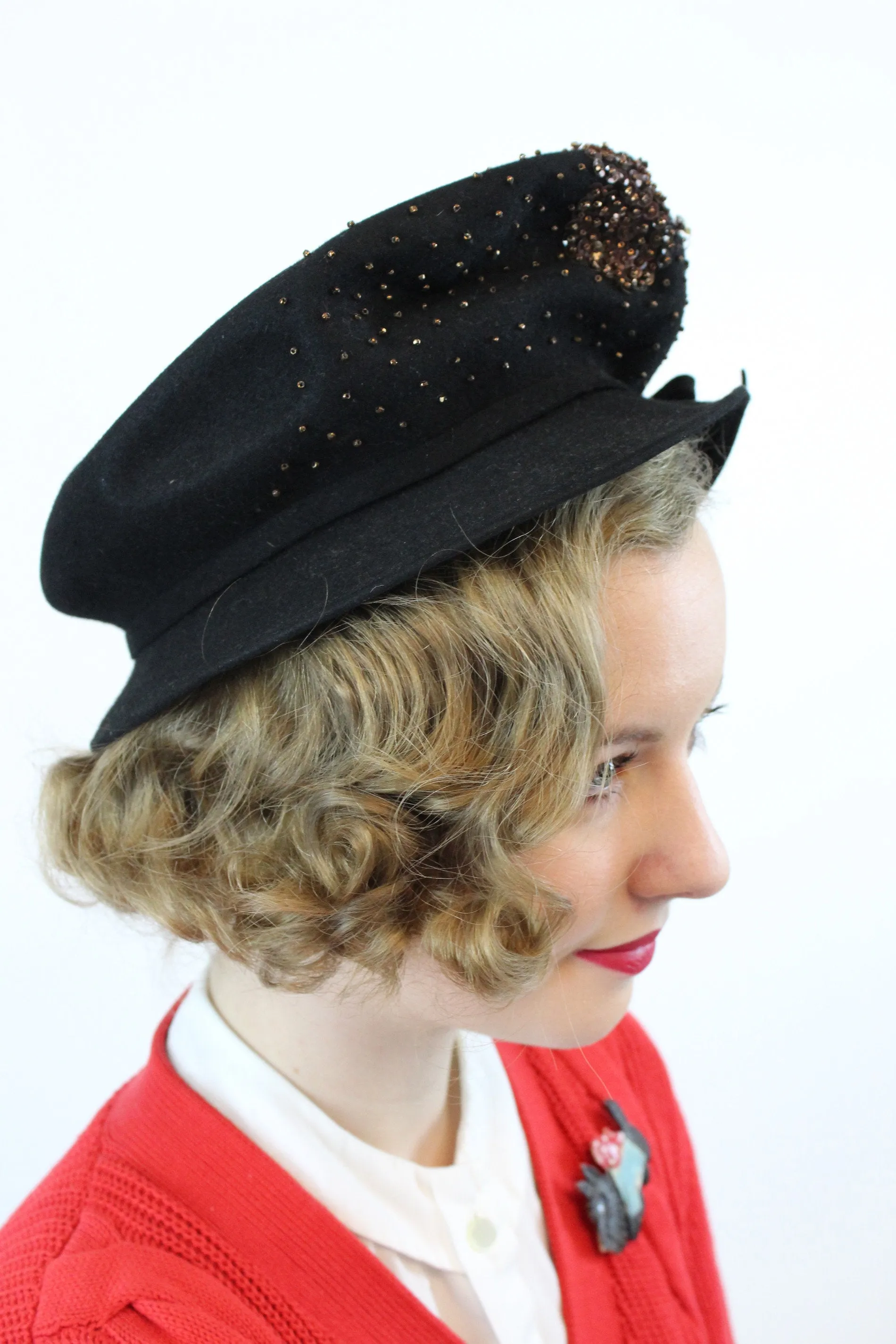 1940s conductor hat beaded cap | new fall